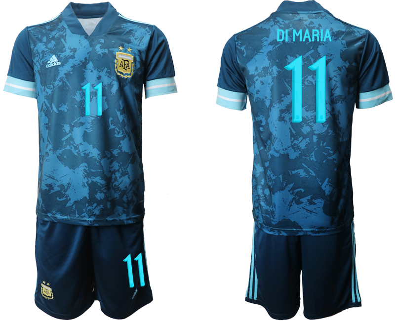 Men 2021 National Argentina away #11 blue soccer jerseys